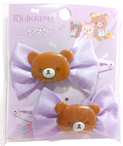 Chairoikoguma Hair Clip (Purple Ribbon)